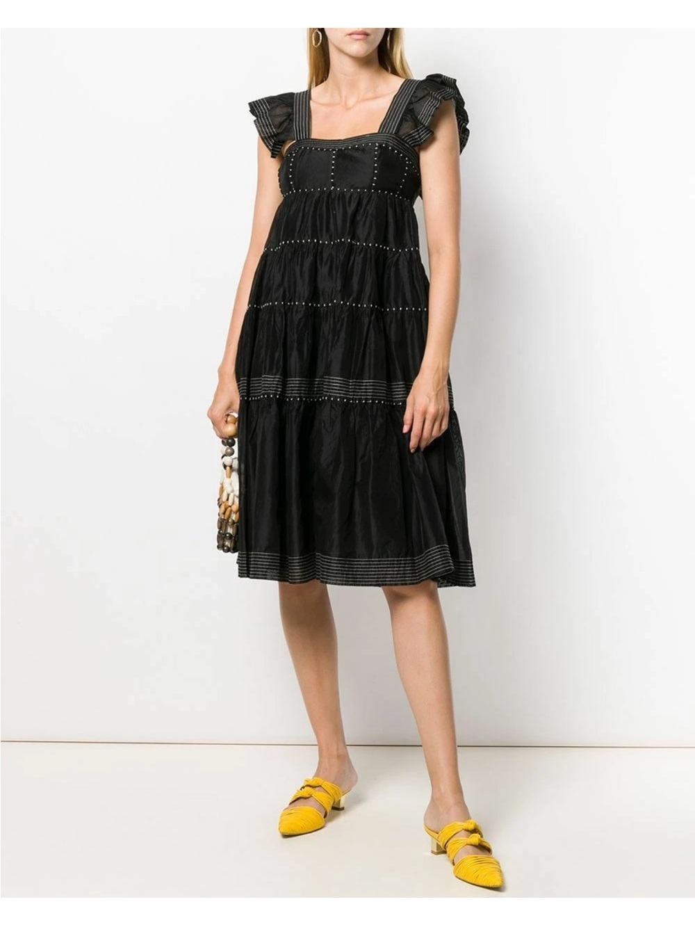 Ulla Johnson Rosalie silk blend Square-Neck Tiered Midi Dress GORGEOUS!! Lk NEW